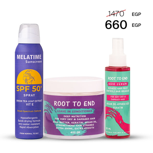 Sun-Gloss Power Trio (Sunscreen Spray + Hair Serum + R1)